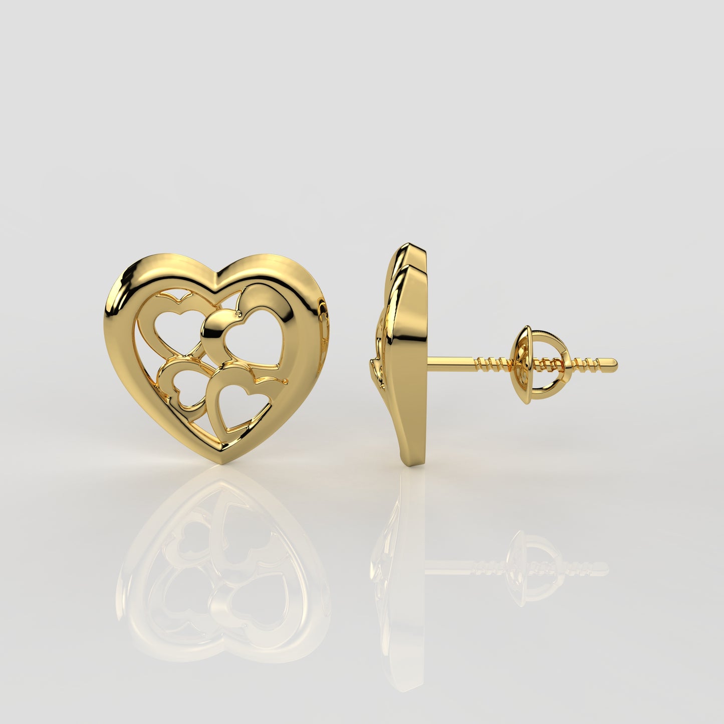 Yellow gold Heart 925 Silver Earring