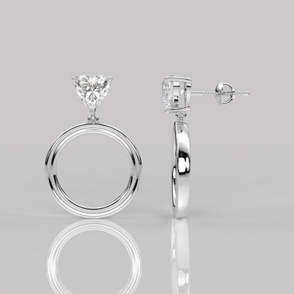 Heart circle 1 Carat Moissanite Diamond 925 Silver Earring