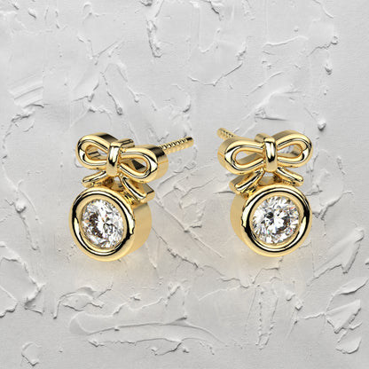 Deer round  Moissanite Diamond 925 Silver Earring