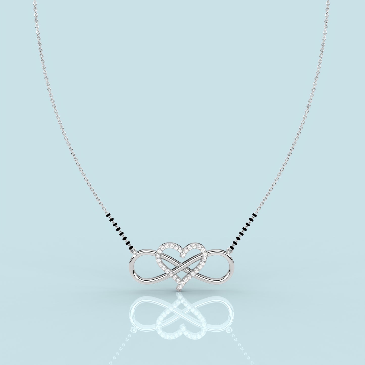 Stunning Heart 925 Silver Mangalsutra