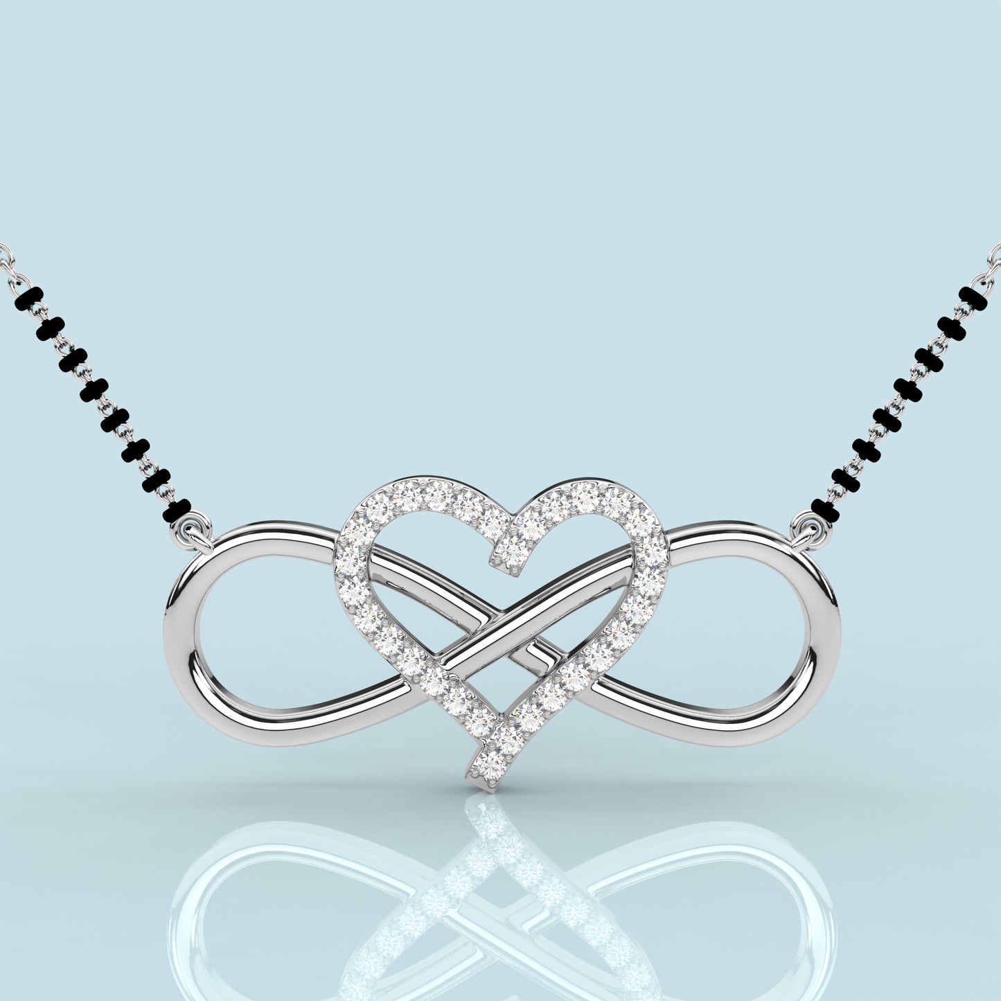 Stunning Heart 925 Silver Mangalsutra