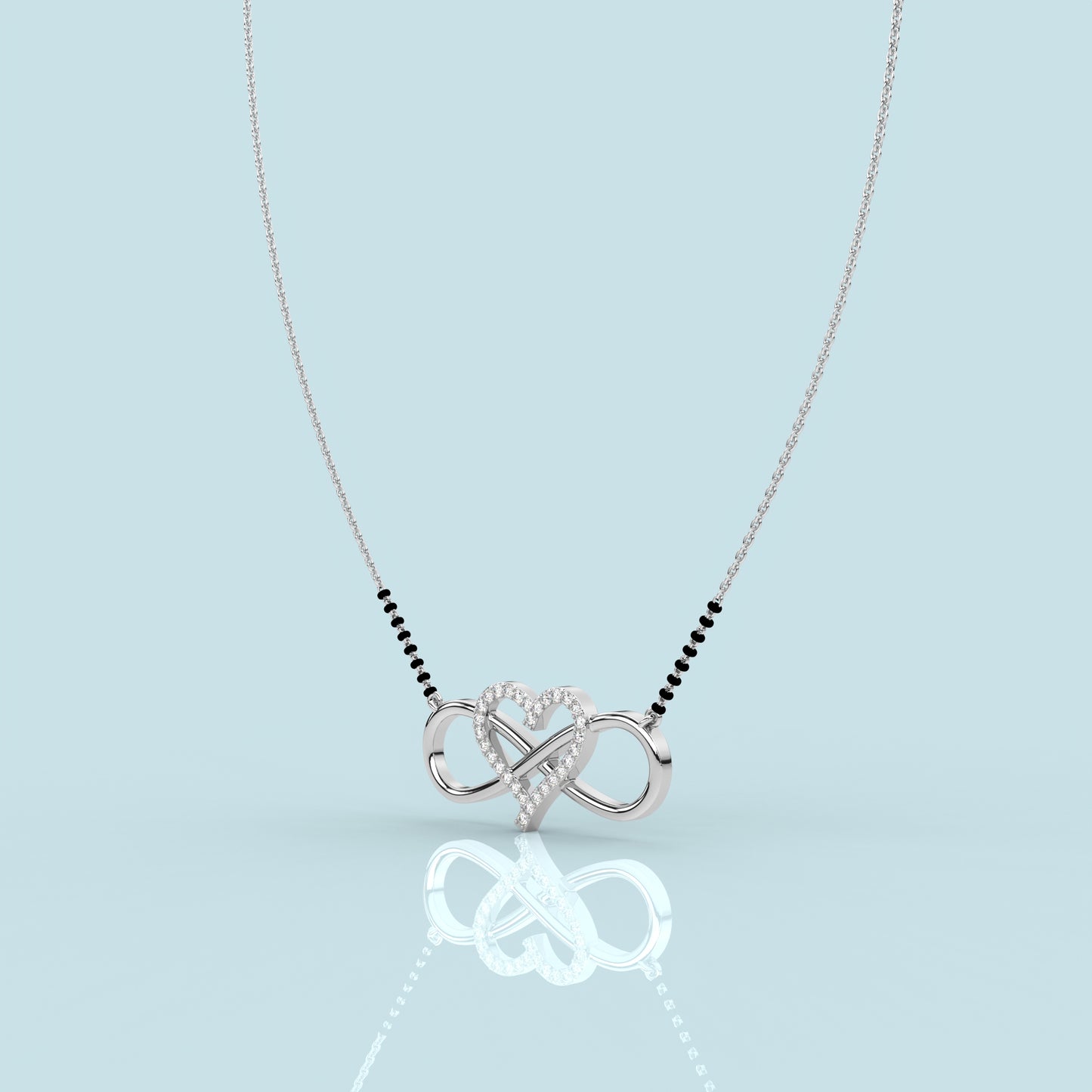 Stunning Heart 925 Silver Mangalsutra