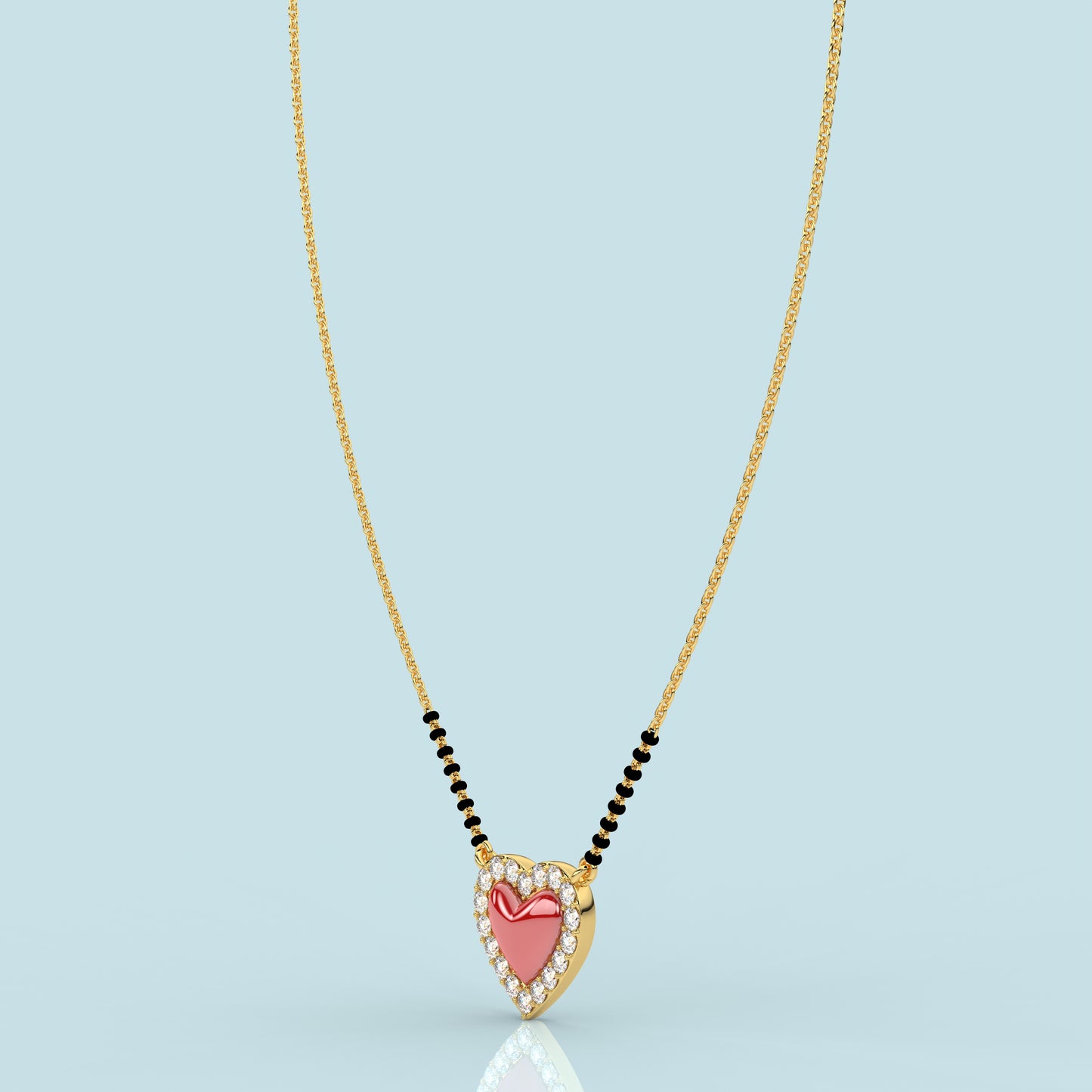 Rose Gold Plated Heart 925 Silver Mangalsutra