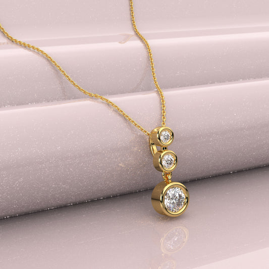 Three stone 925 Silver Gold Necklace