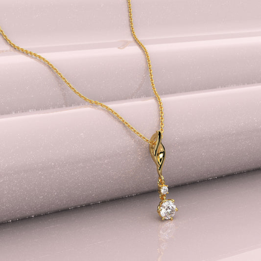 Droplet Moissanite Diamond 925 Sterling Silver Gold Necklace