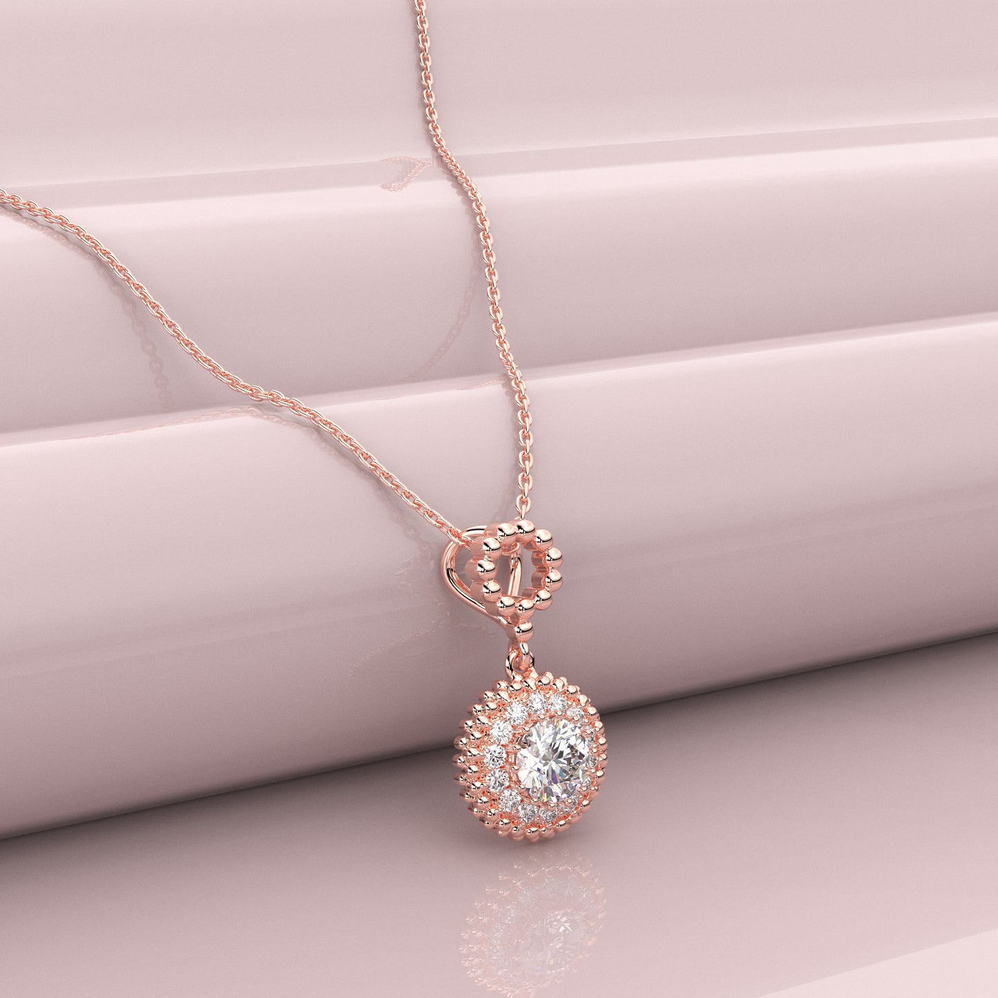 Round Beed 925 Silver Rose Gold Necklace