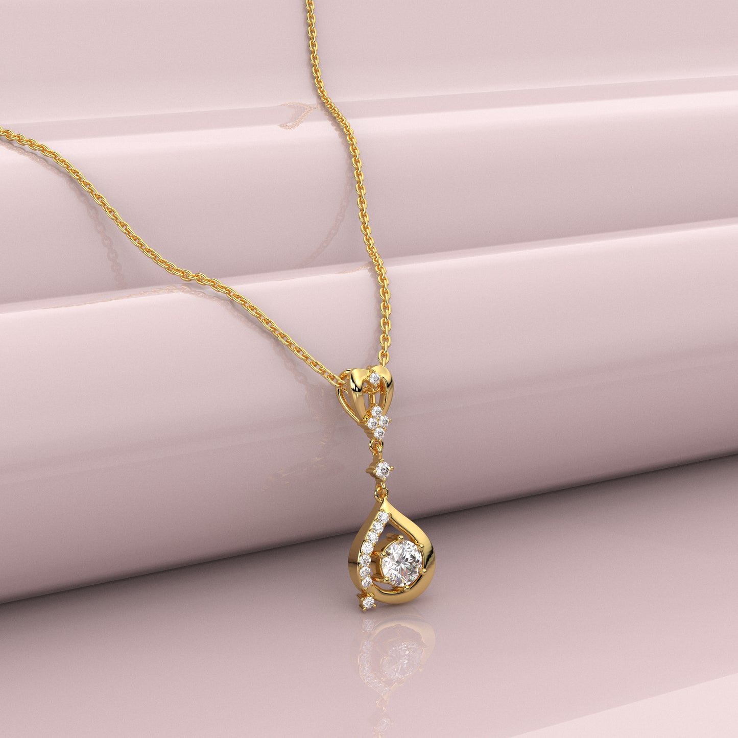 Round Heart 925 Silver Gold Necklace