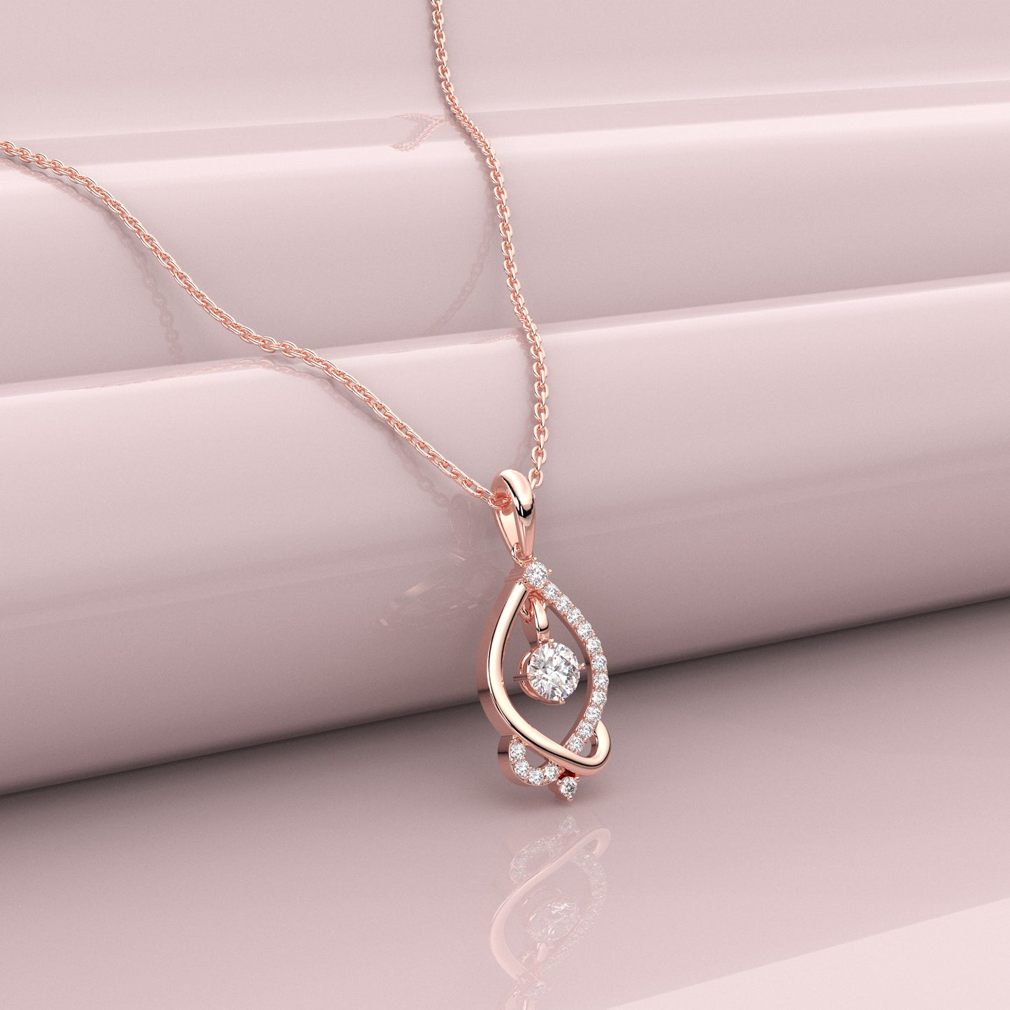 Teardrop 925 Silver Rose Gold Necklace