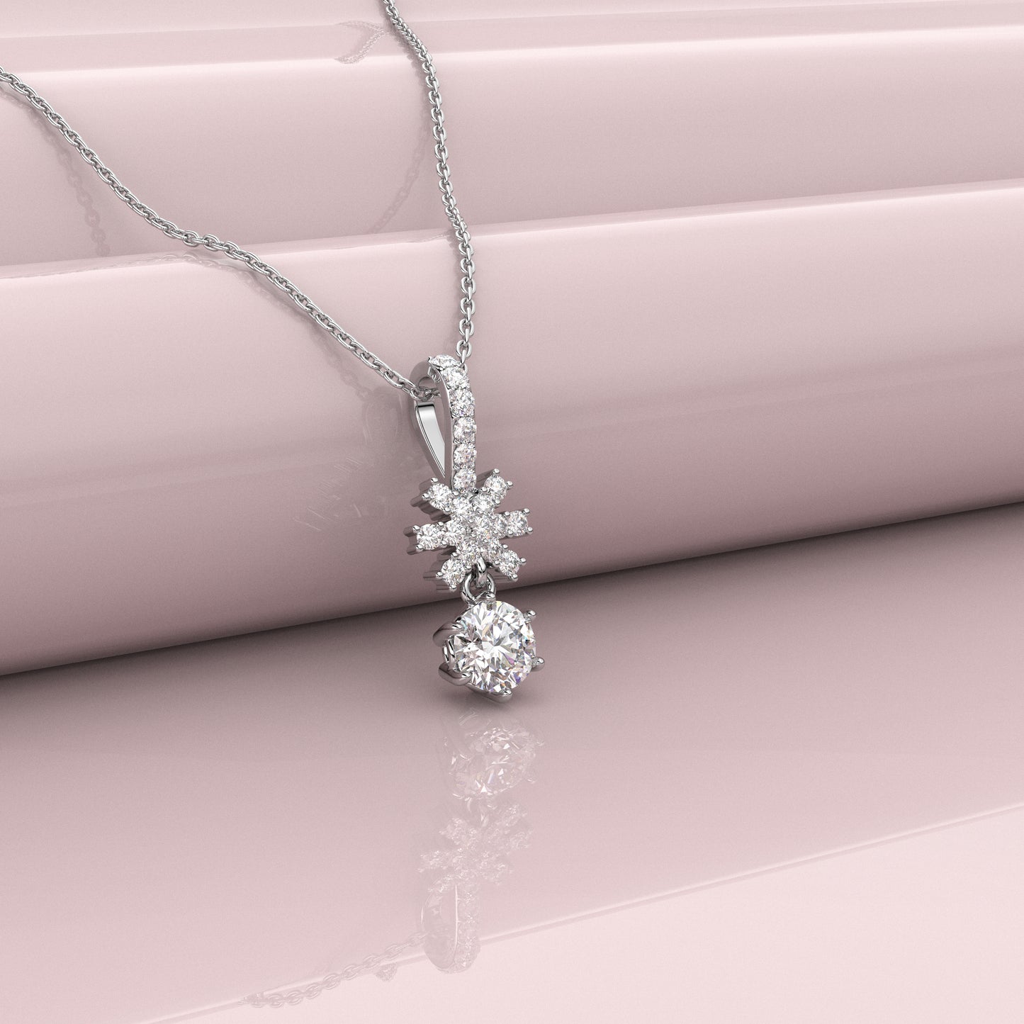 Halo Cluster 925 Sterling Silver Necklace