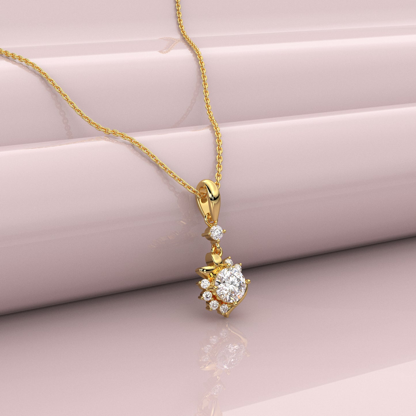 Flower Shape 925 Silver Gold Necklace