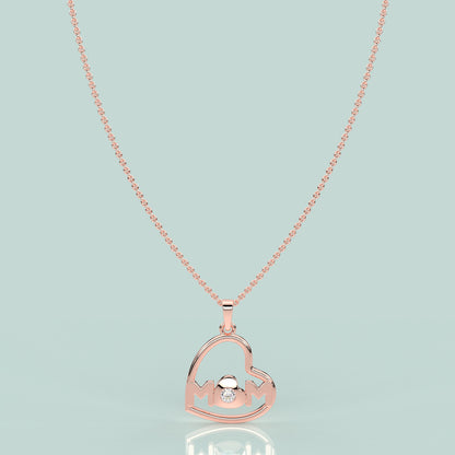 Heart (MOM) Moissanite Diamond 925 Silver Necklace