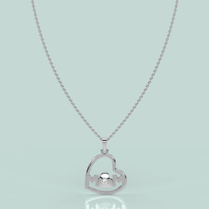 Heart (MOM) Moissanite Diamond 925 Silver Necklace