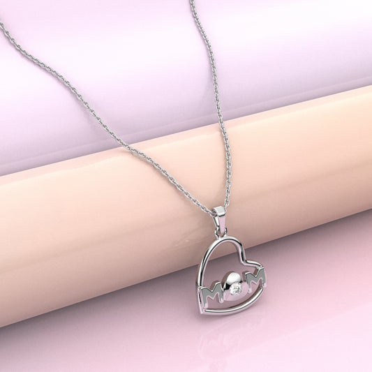 Heart (MOM) Moissanite Diamond 925 Silver Necklace