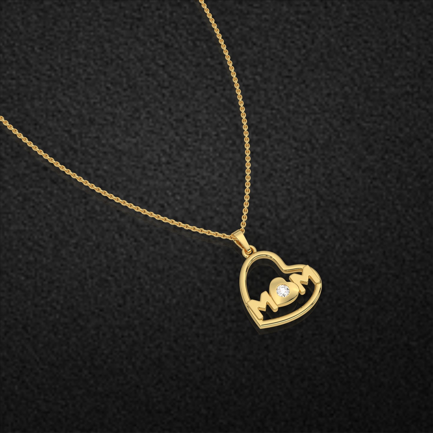 Heart (MOM) Moissanite Diamond 925 Silver Necklace