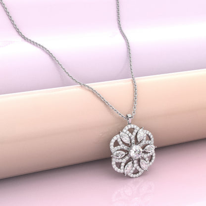 Clusters Moissanite Diamond 925 Silver Necklace