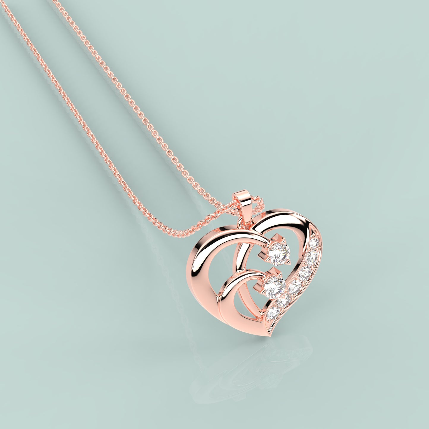 Rose gold Heart 925 Sterling Silver Pendant