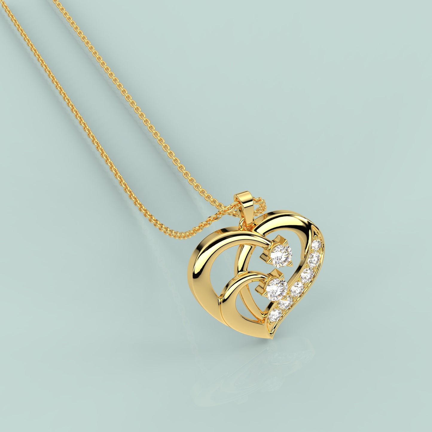 Yellow gold Heart 925 Silver Pendant