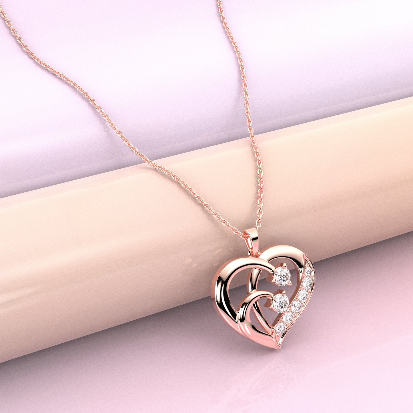 Rose gold Heart 925 Sterling Silver Pendant