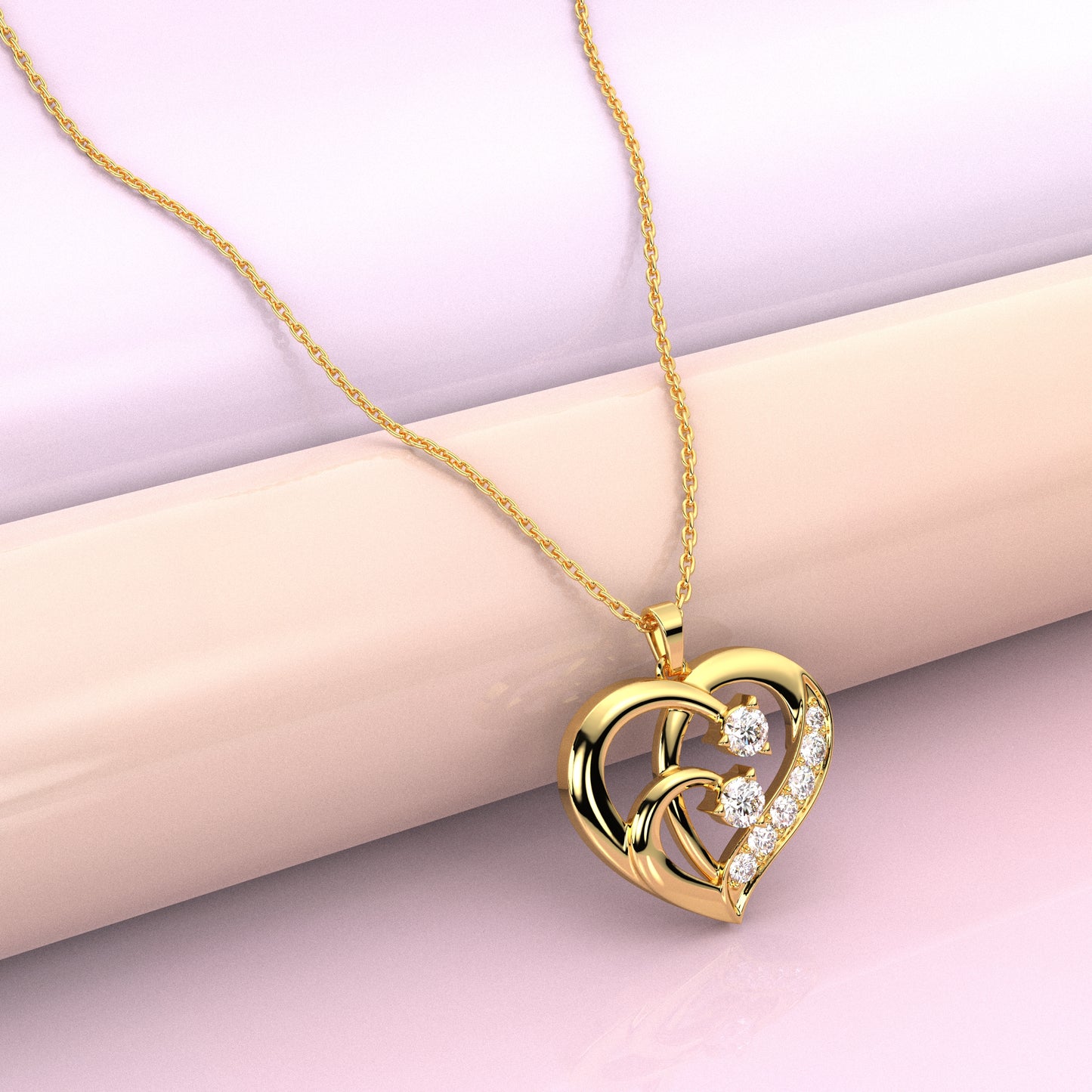 Yellow gold Heart 925 Silver Pendant