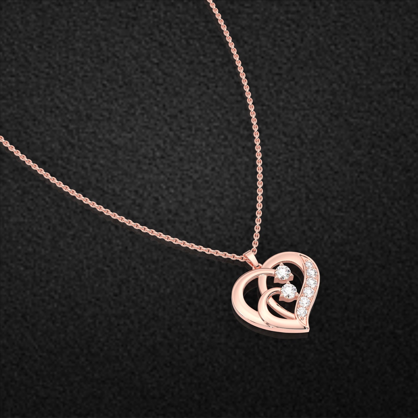 Rose gold Heart 925 Sterling Silver Pendant