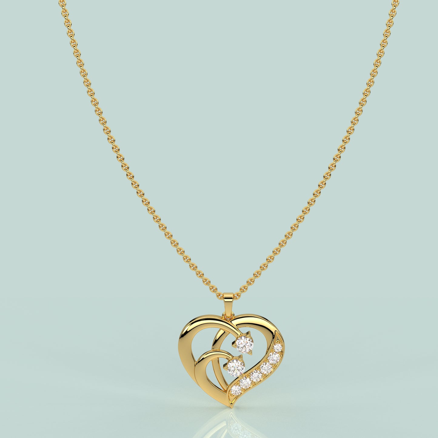 Yellow gold Heart 925 Silver Pendant