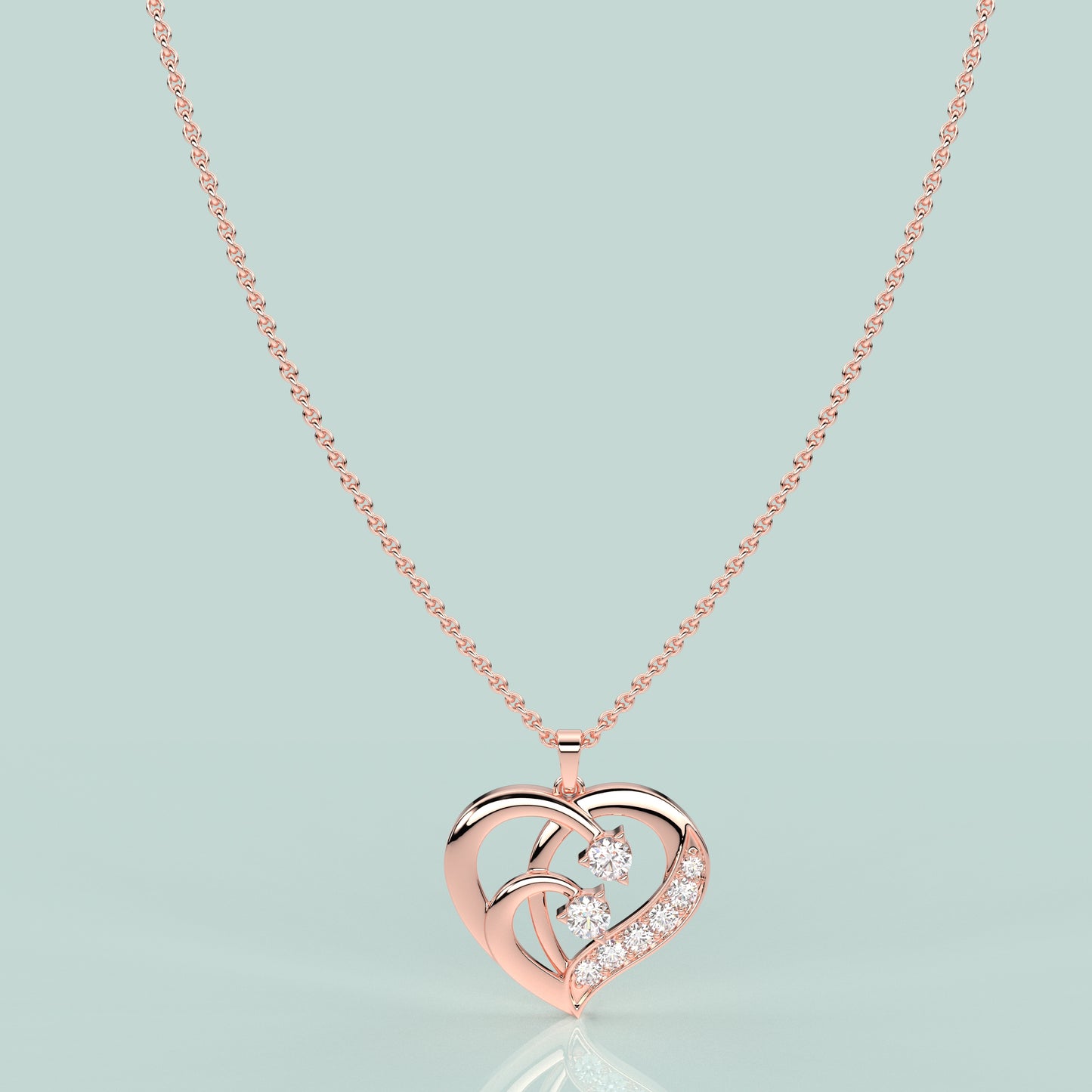 Rose gold Heart 925 Sterling Silver Pendant