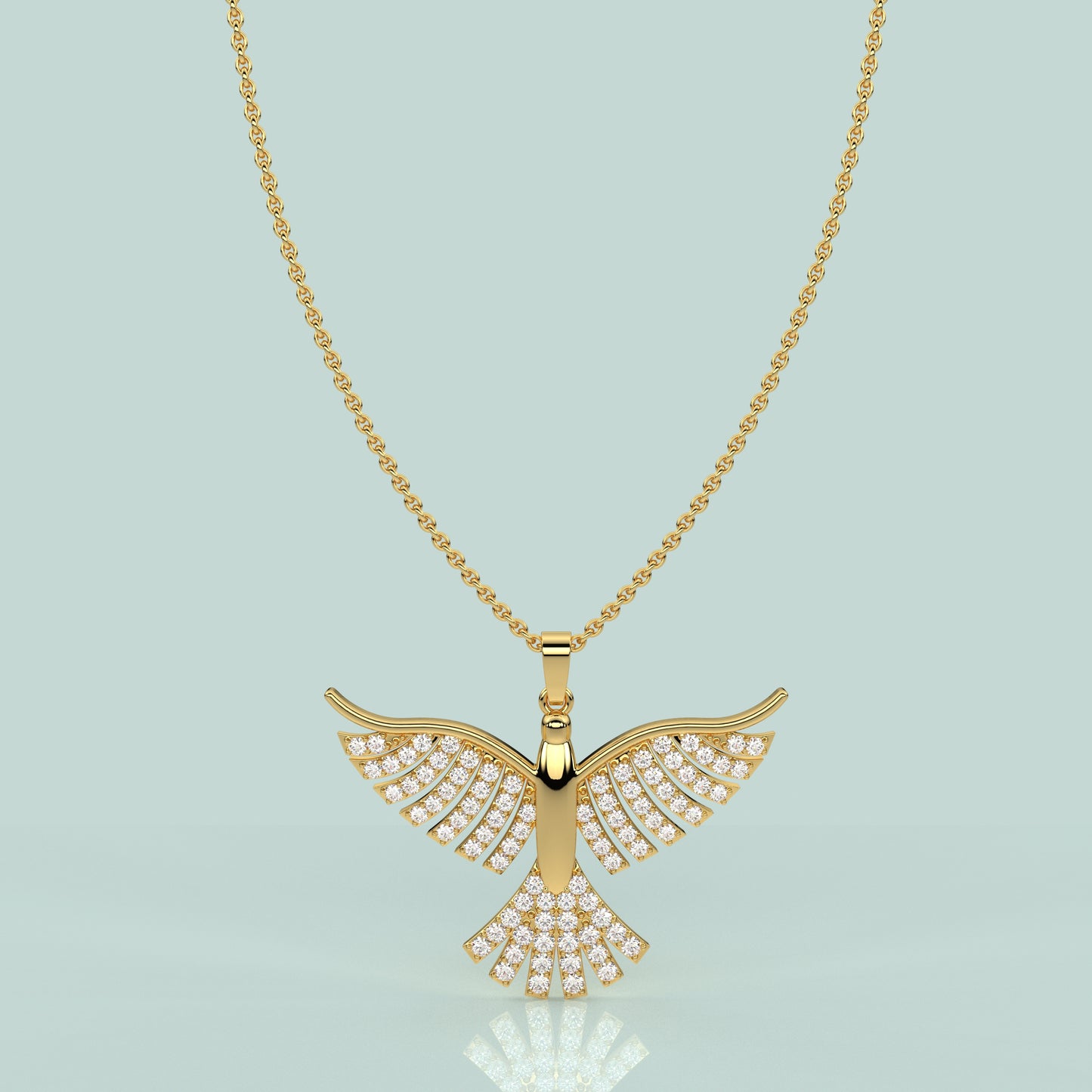 Yellow Gold Bird 925 Sterling Silver Necklace