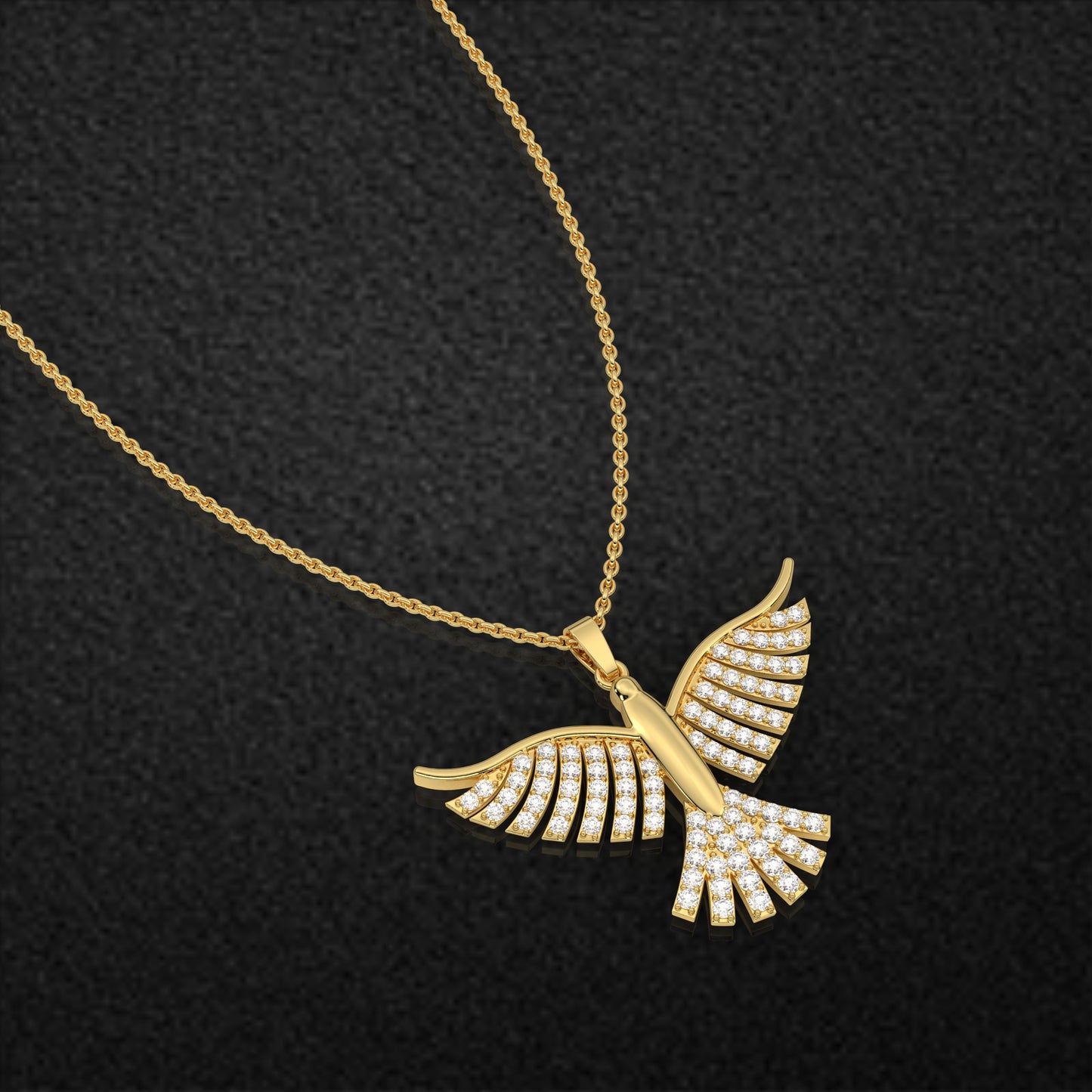 Yellow Gold Bird 925 Sterling Silver Necklace