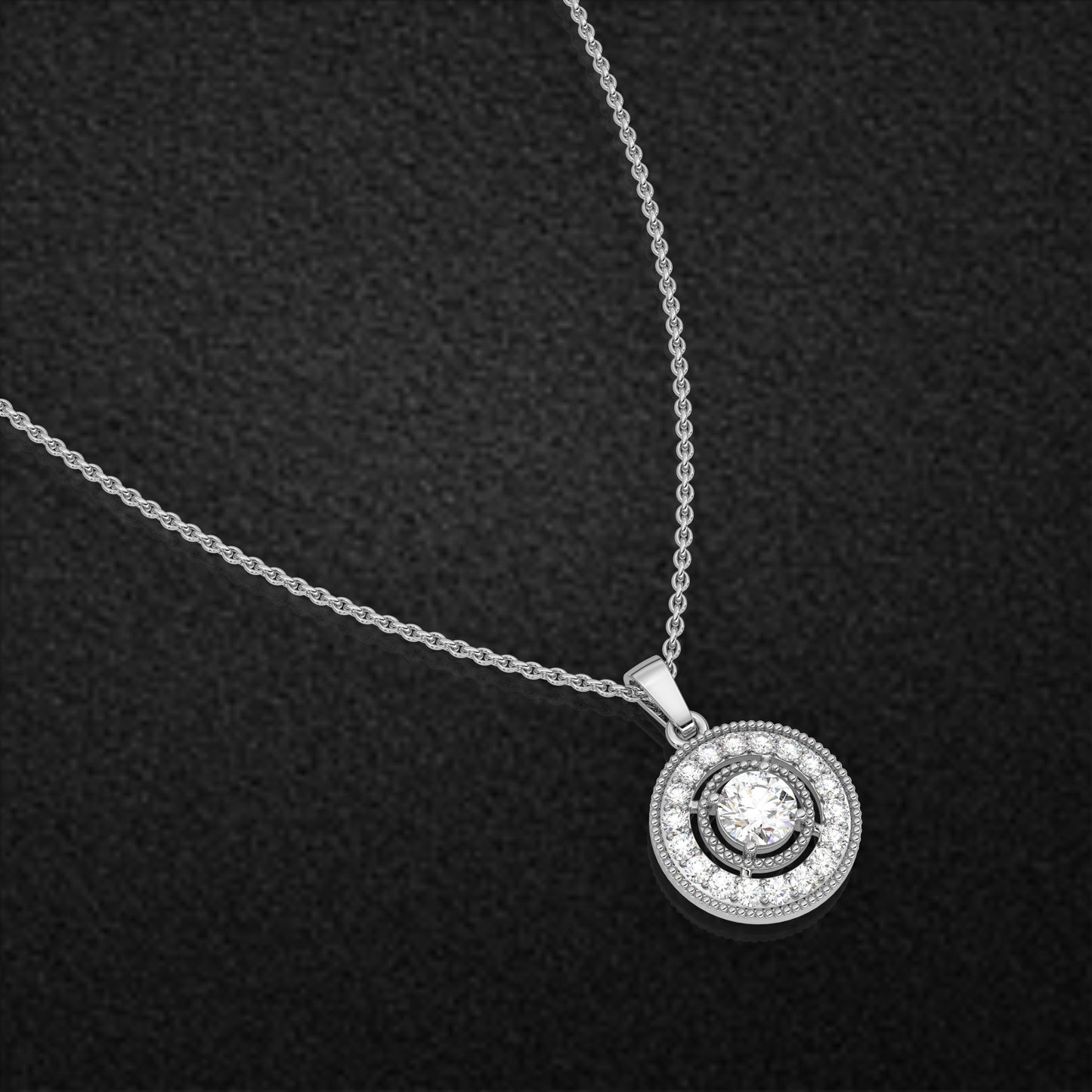 Double Halo 925 Sterling Silver Necklace