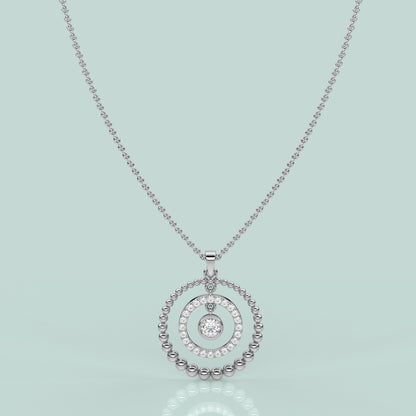 Round Beed Moissanite Diamond 925 Silver Necklace