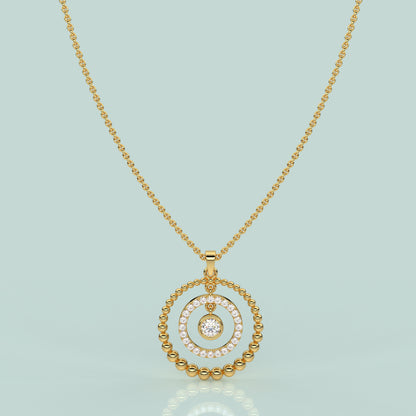Round Beed Moissanite Diamond 925 Silver Necklace