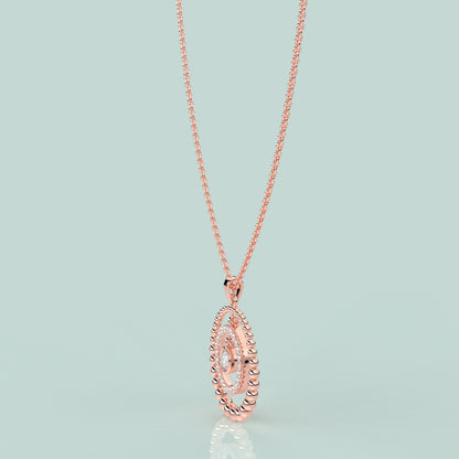 Round Beed Moissanite Diamond 925 Silver Necklace