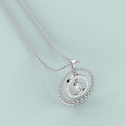 Round Beed Moissanite Diamond 925 Silver Necklace