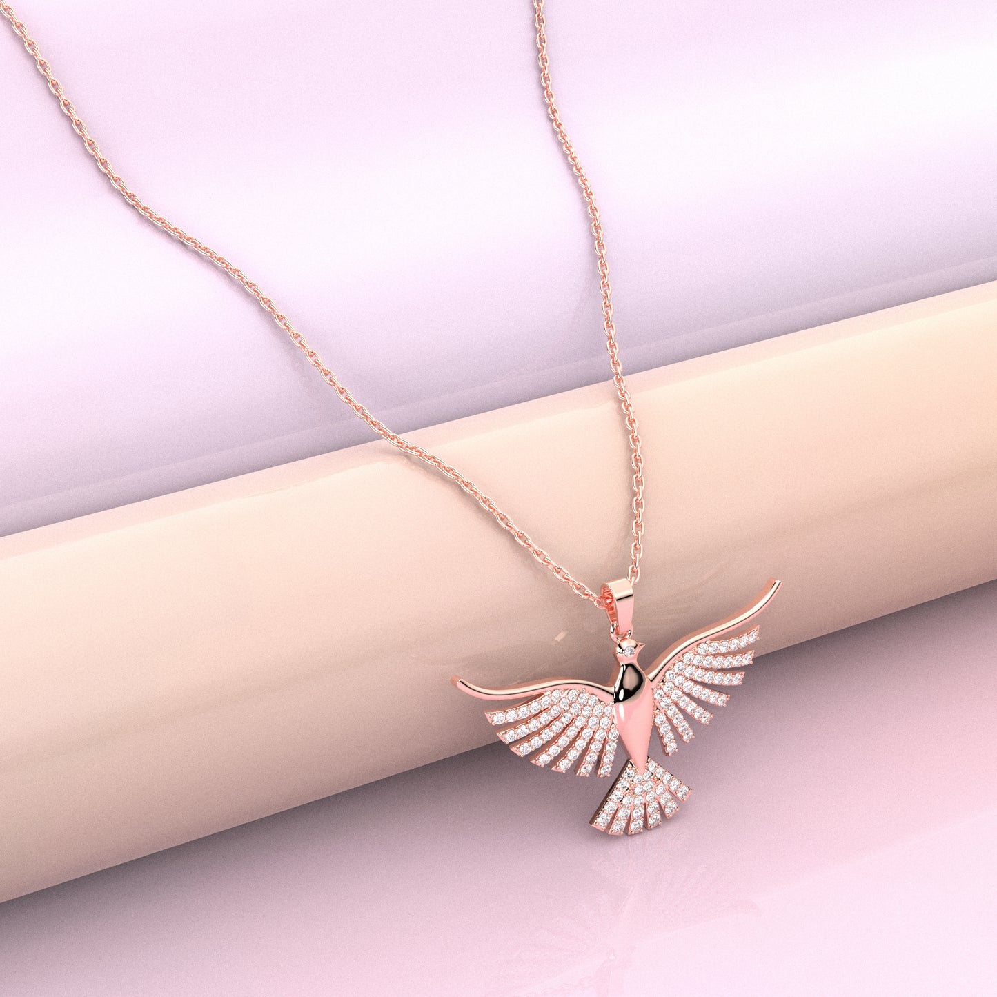 Bird Fly 925 Silver Rose Gold Necklace