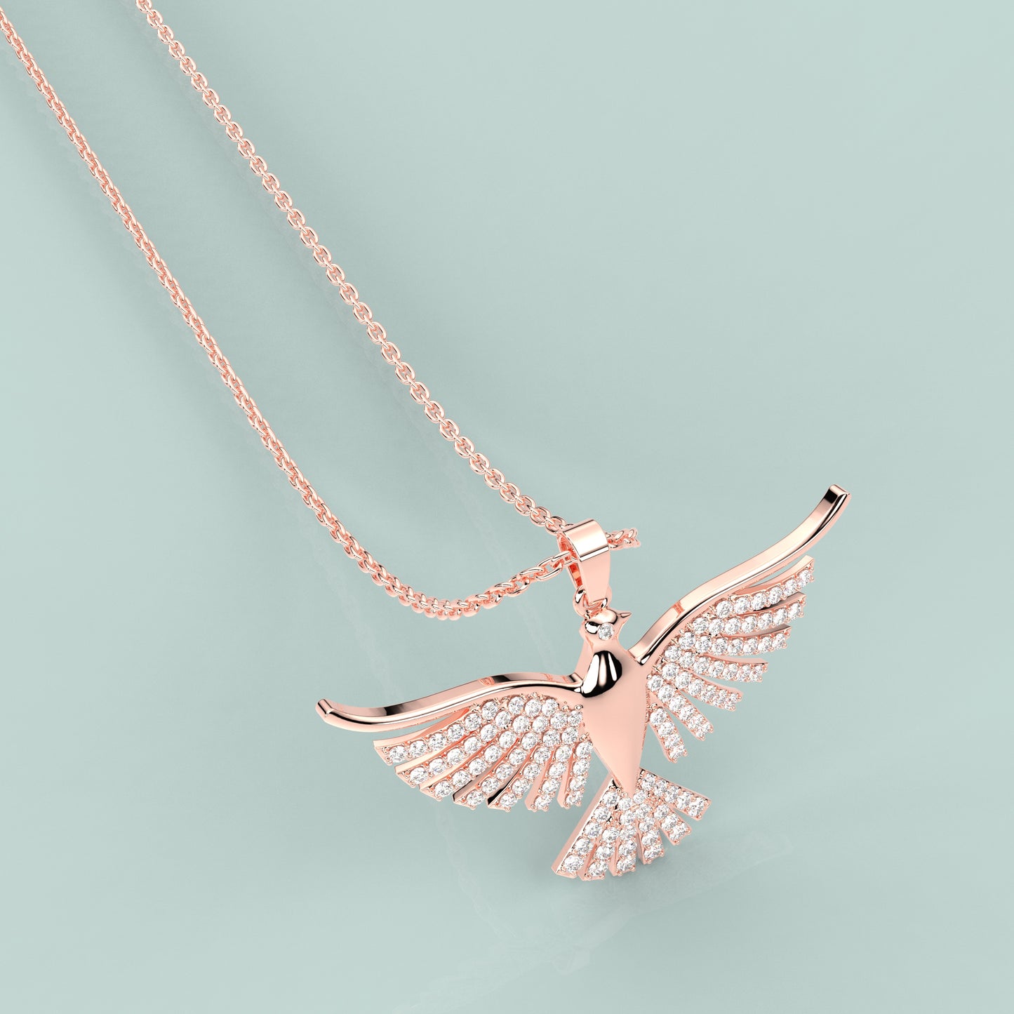 Bird Fly 925 Silver Rose Gold Necklace