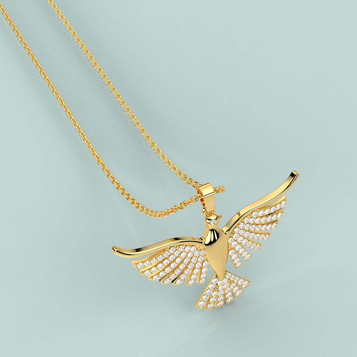 Bird Fly 925 Silver Yellow Necklace