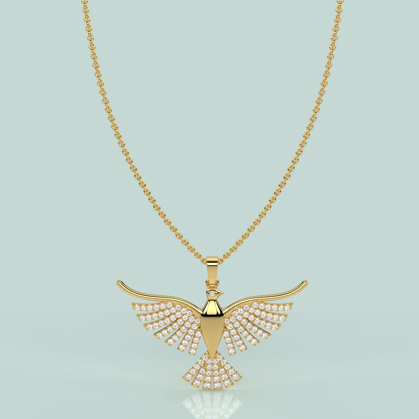 Bird Fly 925 Silver Yellow Necklace