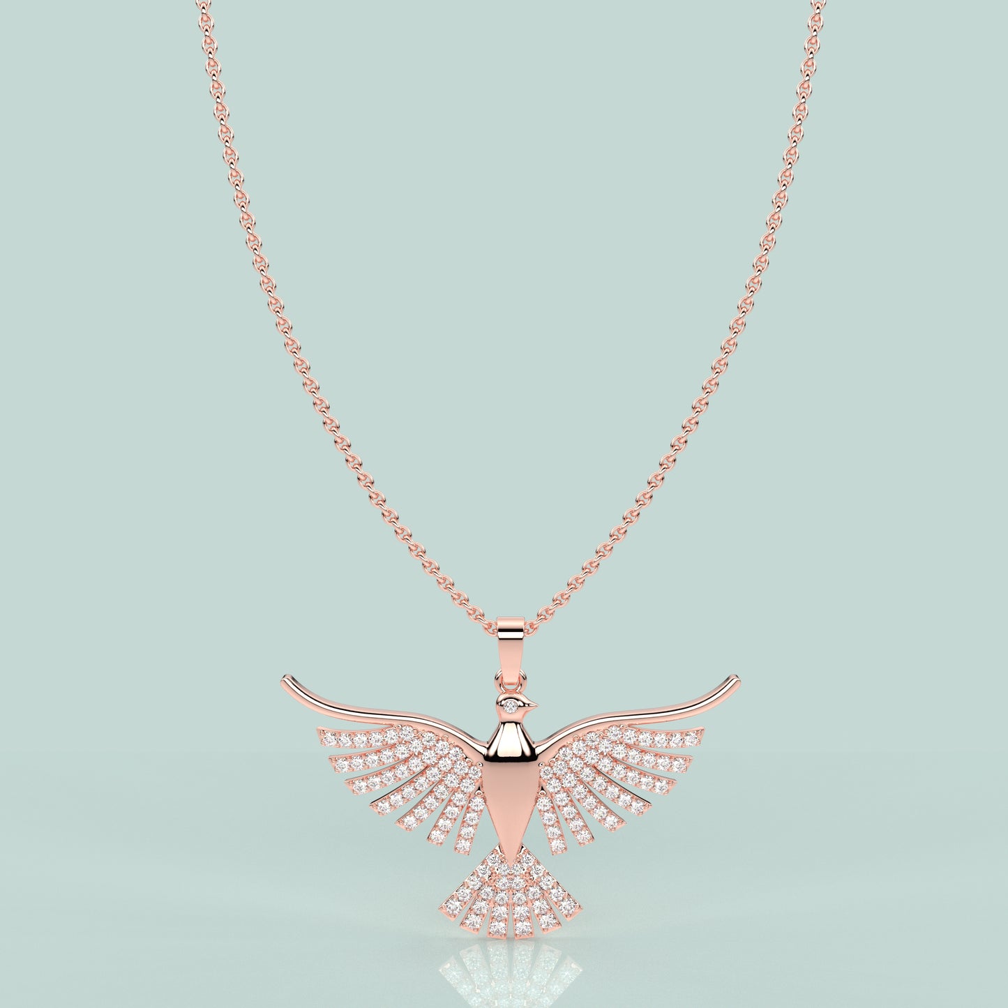 Bird Fly 925 Silver Rose Gold Necklace