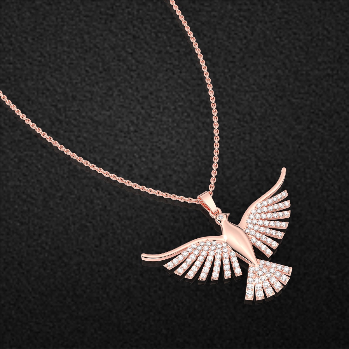 Bird Fly 925 Silver Rose Gold Necklace