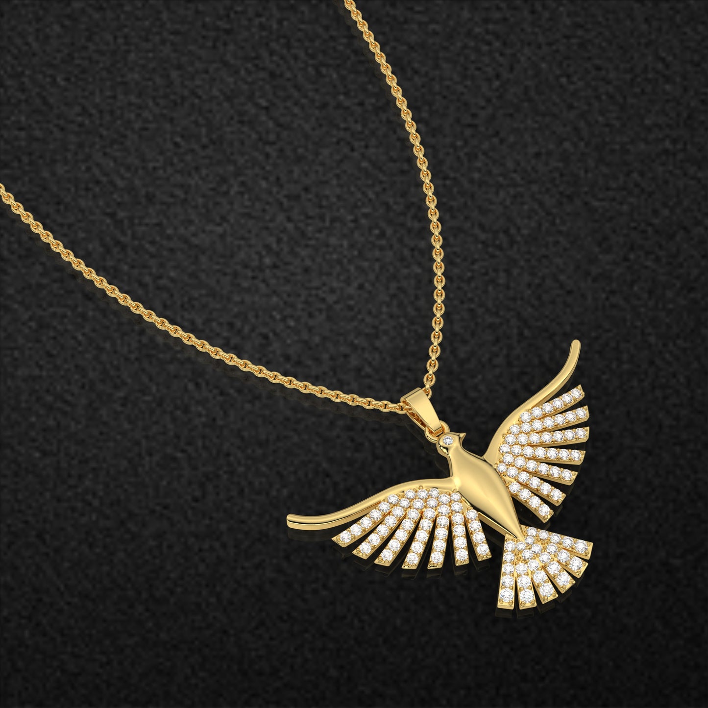 Bird Fly 925 Silver Yellow Necklace