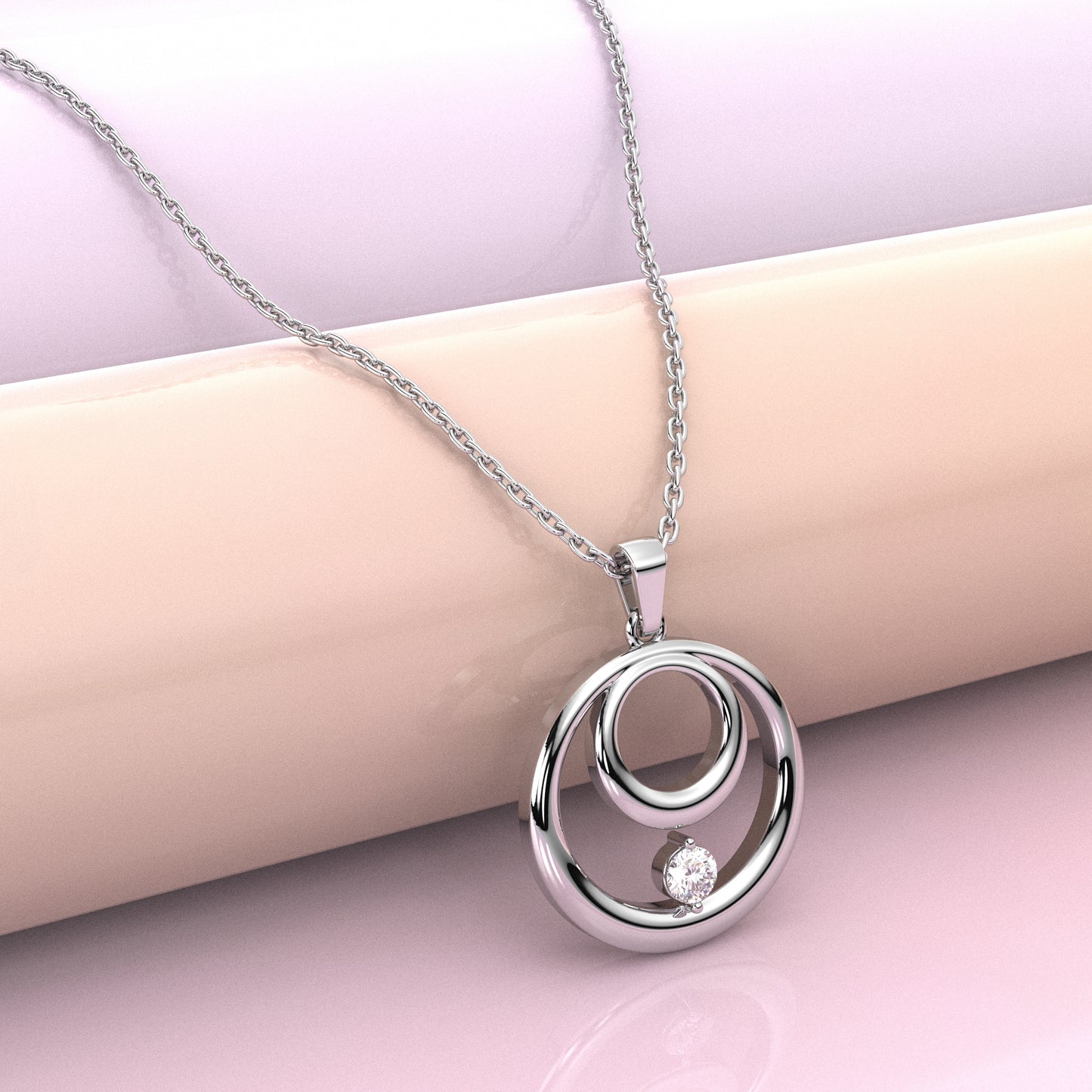 Dual circle 925 Sterling Silver Necklace