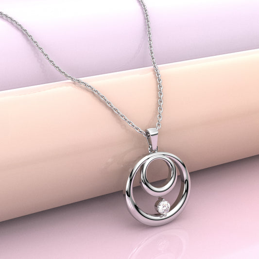 Dual circle Moissanite Diamond 925 Silver Necklace