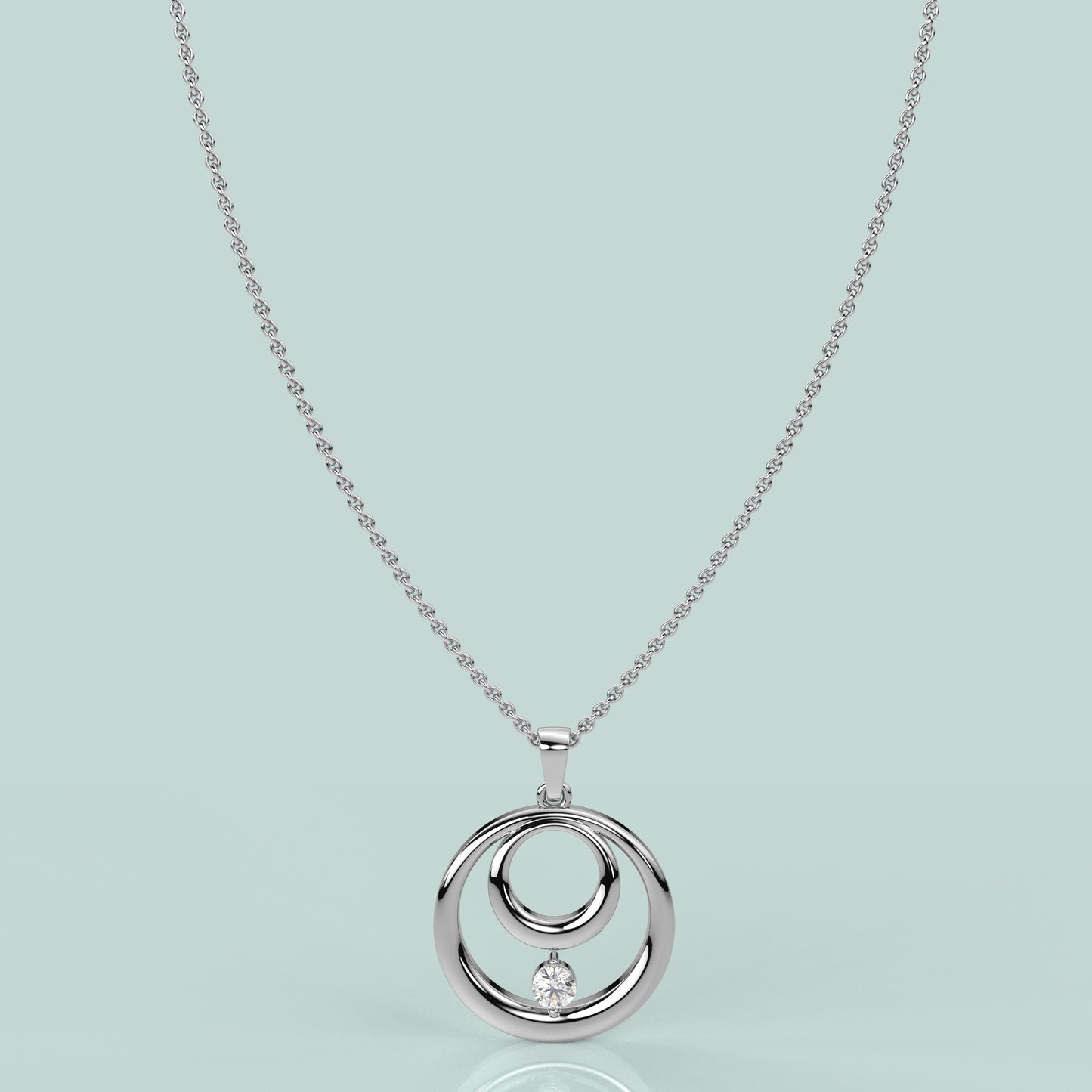 Dual circle 925 Sterling Silver Necklace