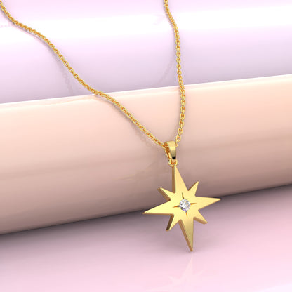 Sunstar Moissanite Diamond 925 Silver Necklace