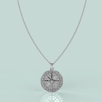 Compass Moissanite Diamond 925 Silver Necklace