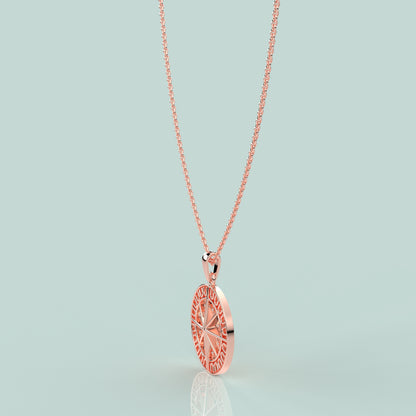 Compass Moissanite Diamond 925 Silver Necklace