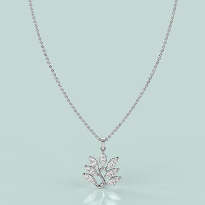 Leaf Design Moissanite Diamond 925 Silver Necklace