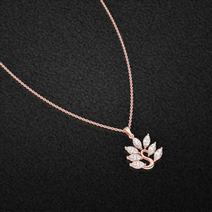 Leaf Design Moissanite Diamond 925 Silver Necklace