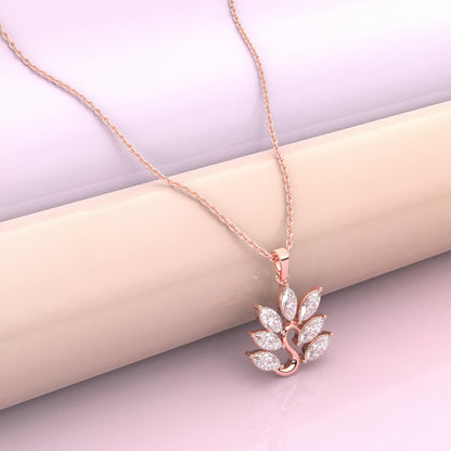 Leaf Design Moissanite Diamond 925 Silver Necklace