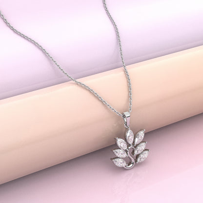 Leaf Design Moissanite Diamond 925 Silver Necklace